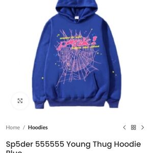 Sp5der 555555 Young Thug Hoodie Blue